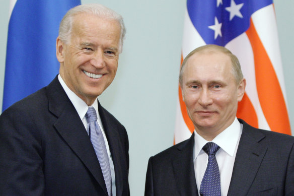 Meeting may not be all smiles: Joe Biden, and Vladimir Putin in Moscow, Russia in 2011. 
