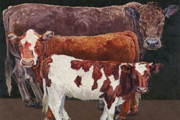 Lucy Culliton's painting of  Pushy, Brocky and Bison.