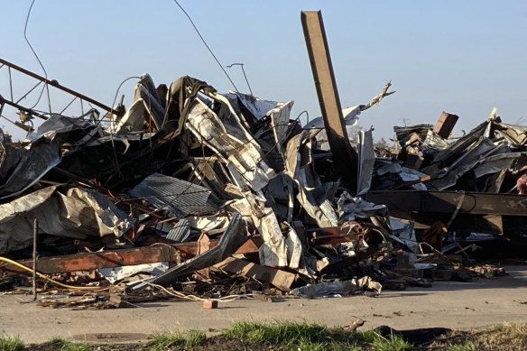 Destroyed buildings in Rolling Fork.