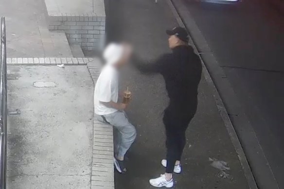 CCTV footage shows Choup being slapped on Railway Parade, Cabramatta. 