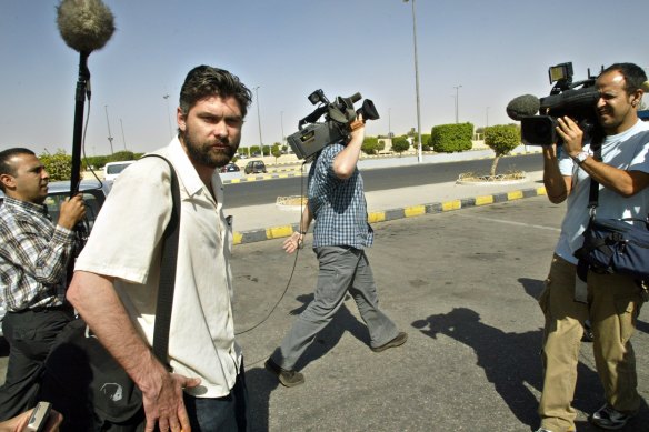Reporter John Martinkus arrives in Jordan in 2004 after being held hostage for 24 hours in Iraq. 