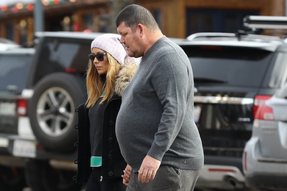 James Packer in Aspen with his partner Kylie Lim. 