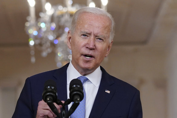 US President Joe Biden speaks about the end of the war in Afghanistan.