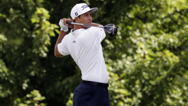 Frustrated: Adam Scott at the BMW Championship.
