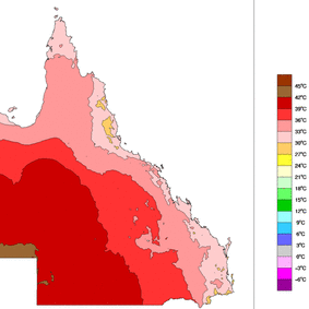 The mean daily maximum temperatures across the state.