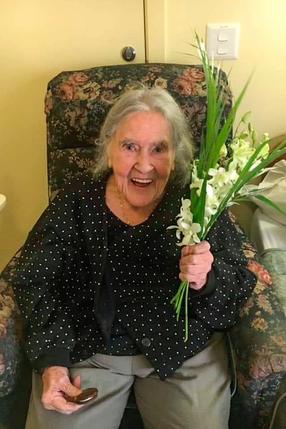 Cathy Steegstra on Mother's Day in May, aged 99. This was three months before her death from coronavirus.