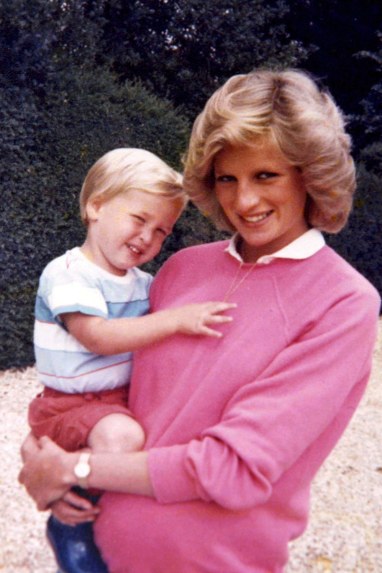 Princess Diana holding Prince William while pregnant with Harry, in a photo which was featured in a July 24, 2017 ITV documentary, Diana, Our Mother: Her Life and Legacy.