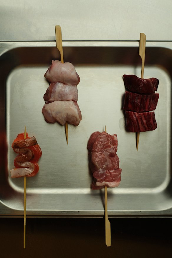 Skewers include chicken yakitori, ocean trout, pork, eel and wagyu.