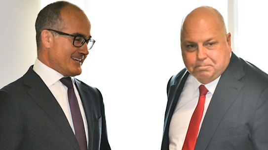 Acting Premier  James Merlino and Treasurer Tim Pallas.