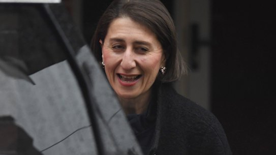 Premier Gladys Berejiklian leaves her home on Tuesday morning ahead of a spill motion for her leadership.
