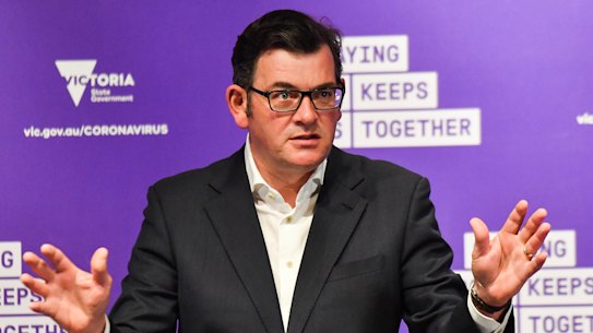 Premier Daniel Andrews addresses the media at his daily COVID-19 press conference on Wednesday.