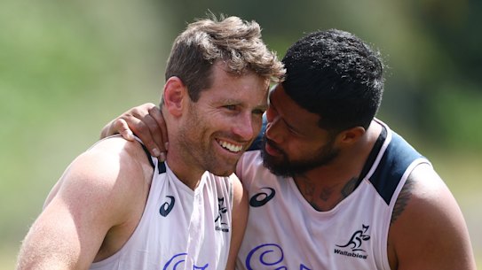 Bernard Foley (left) and Folau Fainga’a (right) in Wallabies camp.