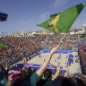 The Bondi beach volleyball stadium in all its glory.