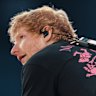 Ed Sheeran performs at Marvel Stadium on Thursday night.