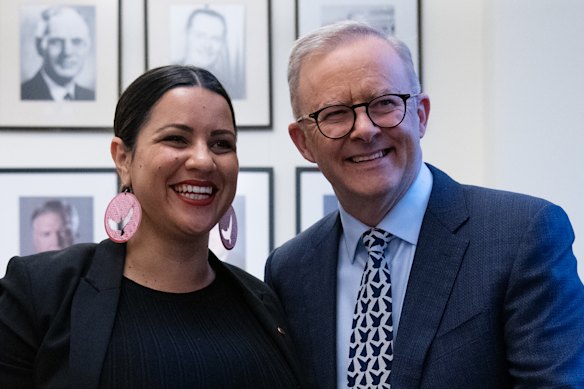 Jana Stewart and Anthony Albanese.