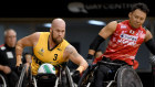 Steeler: Ryley Batt in action against Japan’s Wheelchair Rugby team.