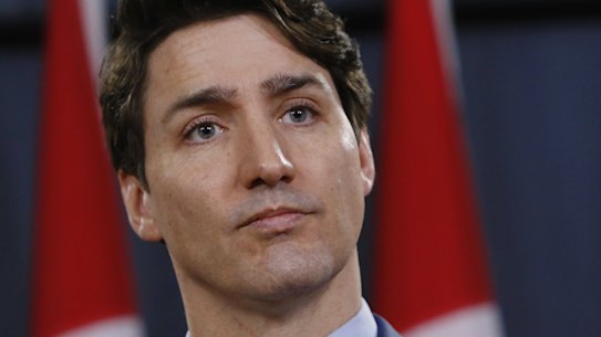 Justin Trudeau, Canada's prime minister, listens during a news conference at the National Press Theatre in Ottawa.