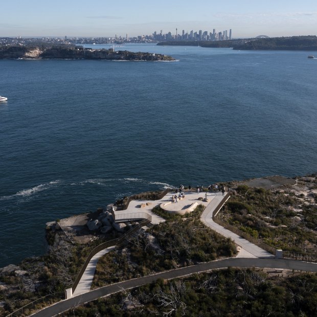 The new Burragula lookout at North Head where visitors can enjoy the unintended sound effect in the circle. 