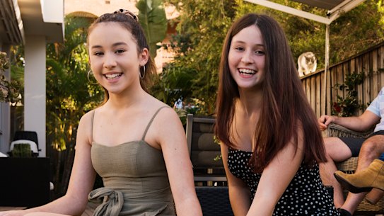 Sisters Carmen, 12, (left) and Leah, 14, say they have become close friends during lockdown.
