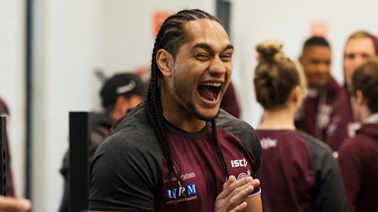 Happy place: Martin Taupau has re-signed with the Sea Eagles until the end of 2022.