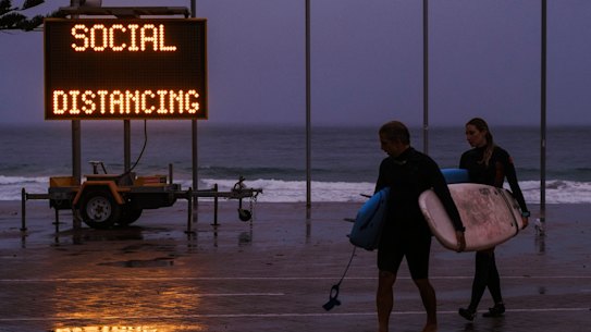 People are few and far between at Manly as further restrictions on social distancing loom.