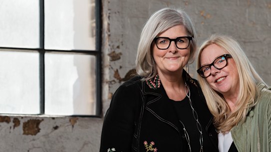 Sam Mostyn (left) and playwright Suzie Miller.