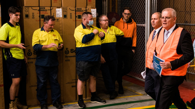 Scott Morrison does the Tour of Factories to spruik male-dominated jobs