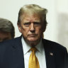 Former President Donald Trump walks to the courtroom at Manhattan criminal court on Wednesday. 