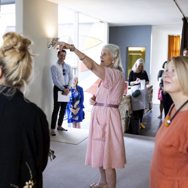 Penelope Seidler gives guests a tour of Rose Seidler House in December.