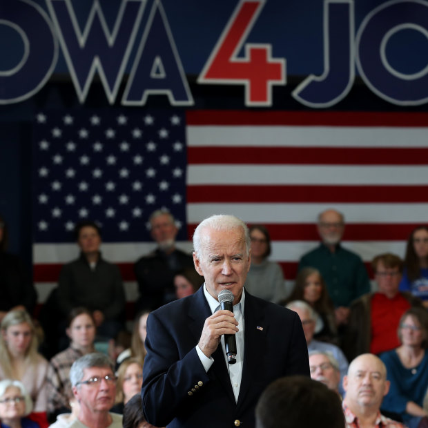 Joe Biden at a rally in Iowa earlier this month.