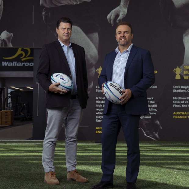 RA chairman Hamish McLennan, left, and CEO Andy Marinos are aiming
to “rebuild” rugby.
