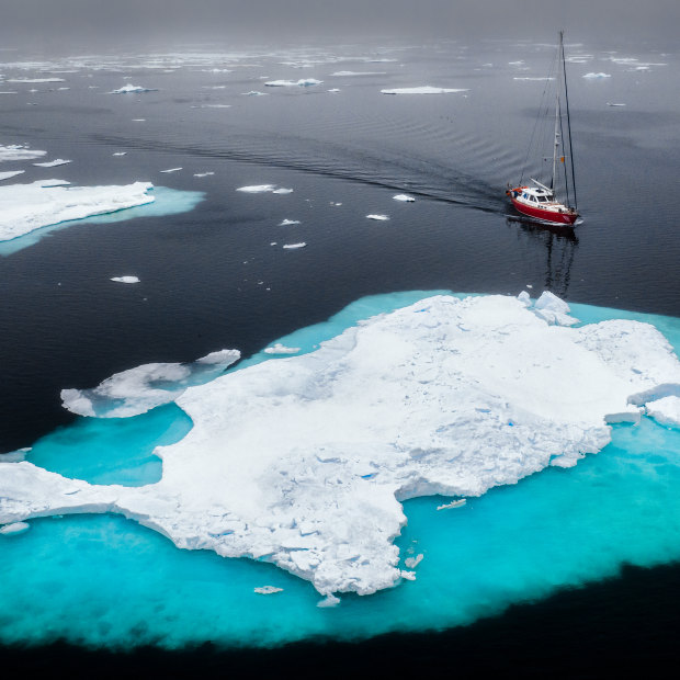 Sailing north of Svalbard among the melting sea ice. 