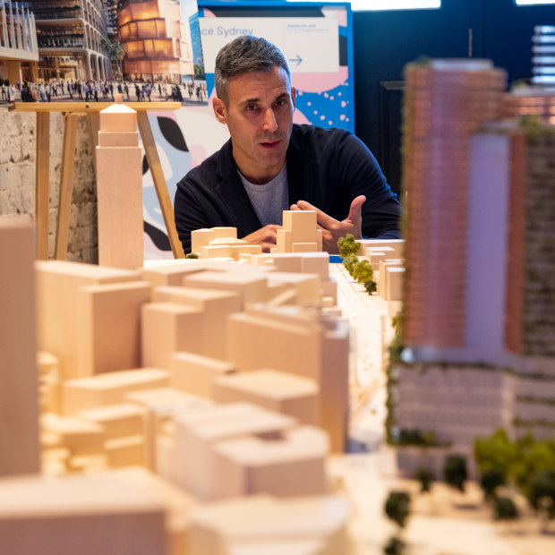 Skidmore Owings and Merrill partner Scott Duncan with a model of Central Place Sydney, a $3 billion development near Central Station.