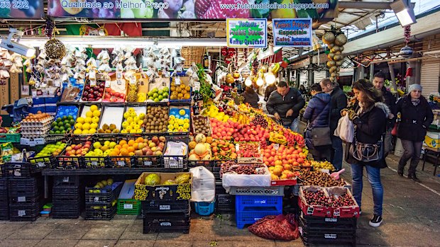 Fruit market in Porto’s Bolhao Market.