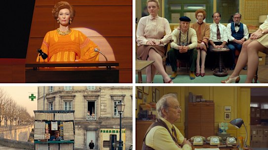 Scenes from Wes Anderson’s film The French Dispatch. 
