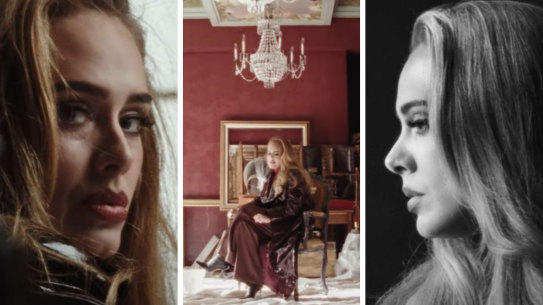 Stills from the film clip for new Adele song Easy on Me. 