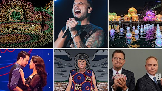 The best things to do and shows to see in Sydney in June 2022, including: taking in the Walking Through a Songline exhibition; seeing Guy Sebastian in concert; walking Walsh Bay to see Ephemeral Oceanic; marvelling at Penn & Teller; checking out the Archibald entries and watching Moulin Rouge the Musical.