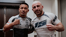 Joshua Van and Alexander Volkanovski after a training session.