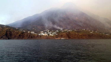 Stromboli amid the eruption.