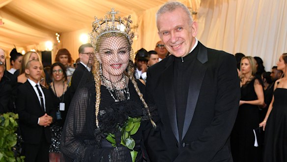 Madonna and Jean Paul Gaultier at the Heavenly Bodies: Fashion & The Catholic Imagination Costume Institute Gala at The Metropolitan Museum of Art in 2018. 