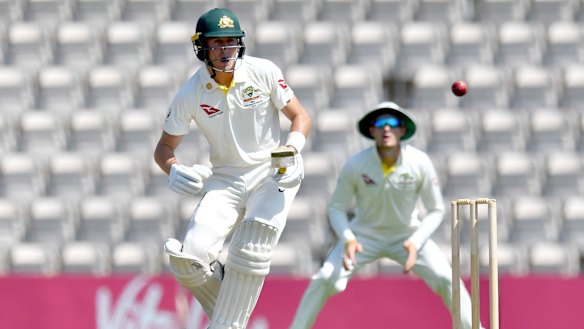 Australia's Marnus Labuschagne bats during day one of the intra-squad practice match at the Ageas Bowl.
