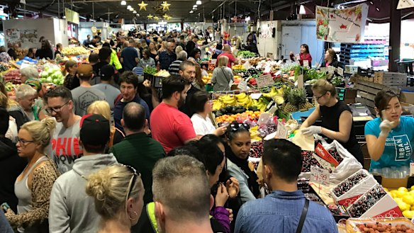 Shoppers at Queen Victoria Market.