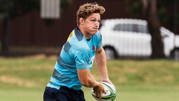 Waratahs captain Michael Hooper at training on Wednesday. 