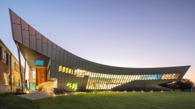 McBride Charles Ryan’s Swift Science and Technology Centre at Toorak College is “an exuberant display of geometry,” says Rob McBride.