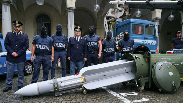 A missile was seized at an airport hangar near Pavia, in northern Italy.