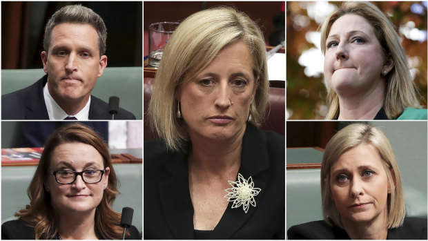 Clockwise from top left: Josh Wilson, Katy Gallagher, Rebekha Sharkie, Susan Lamb and Justine Keay.