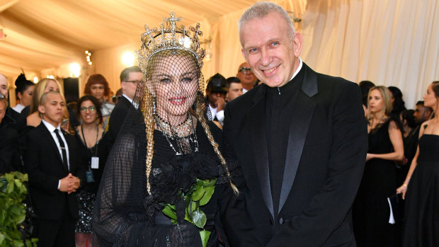 Madonna and Jean Paul Gaultier at the Heavenly Bodies: Fashion & The Catholic Imagination Costume Institute Gala at The Metropolitan Museum of Art in 2018. 