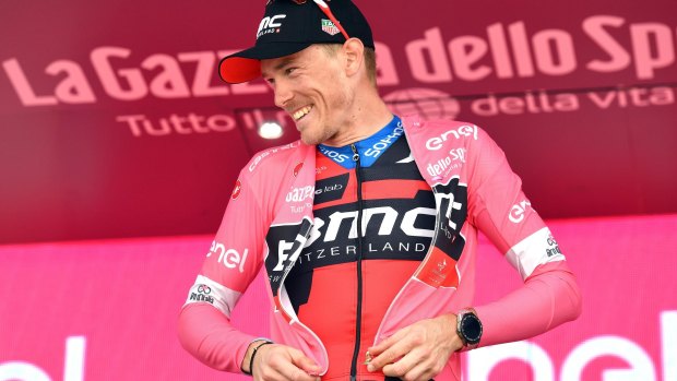 In the pink: Rohan Dennis has kept hold of the Giro d'Italia's maglia rosa.