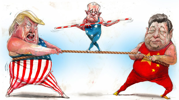Australia needs to define its own national interests in its relationships with the US and China. Illustration: David Rowe