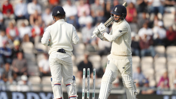 Rearguard: England's Sam Curran reacts after being bowled by India's Ravichandran Ashwin during the fourth Test in Southampton.